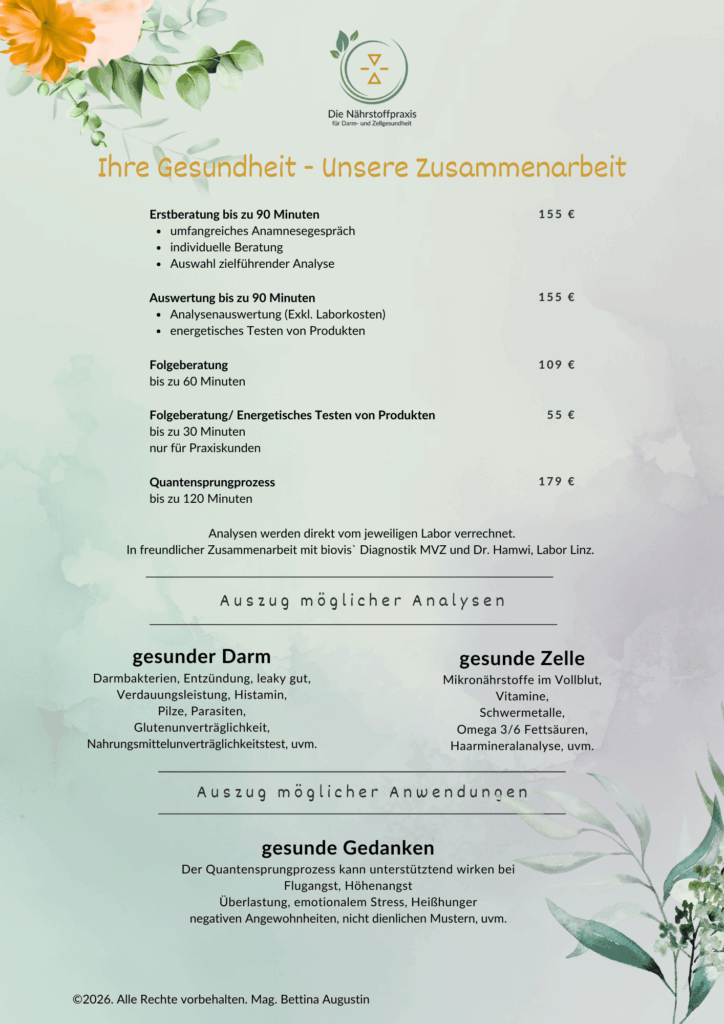 Preisliste Nährstoffpraxis