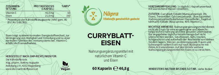 Curryblatt-Eisen 60 Kapseln - Näpra – Bild 2